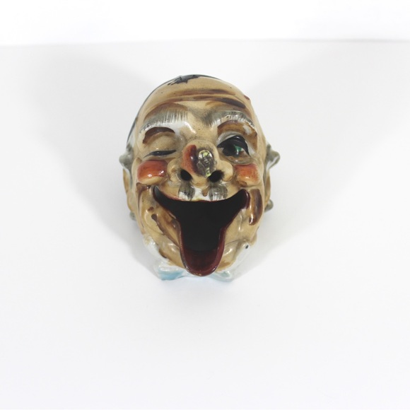 Vintage Humorous Ceramic Ashtray, Drunk with Bee on Nose Man Face Hand Painted - Picture 4 of 8